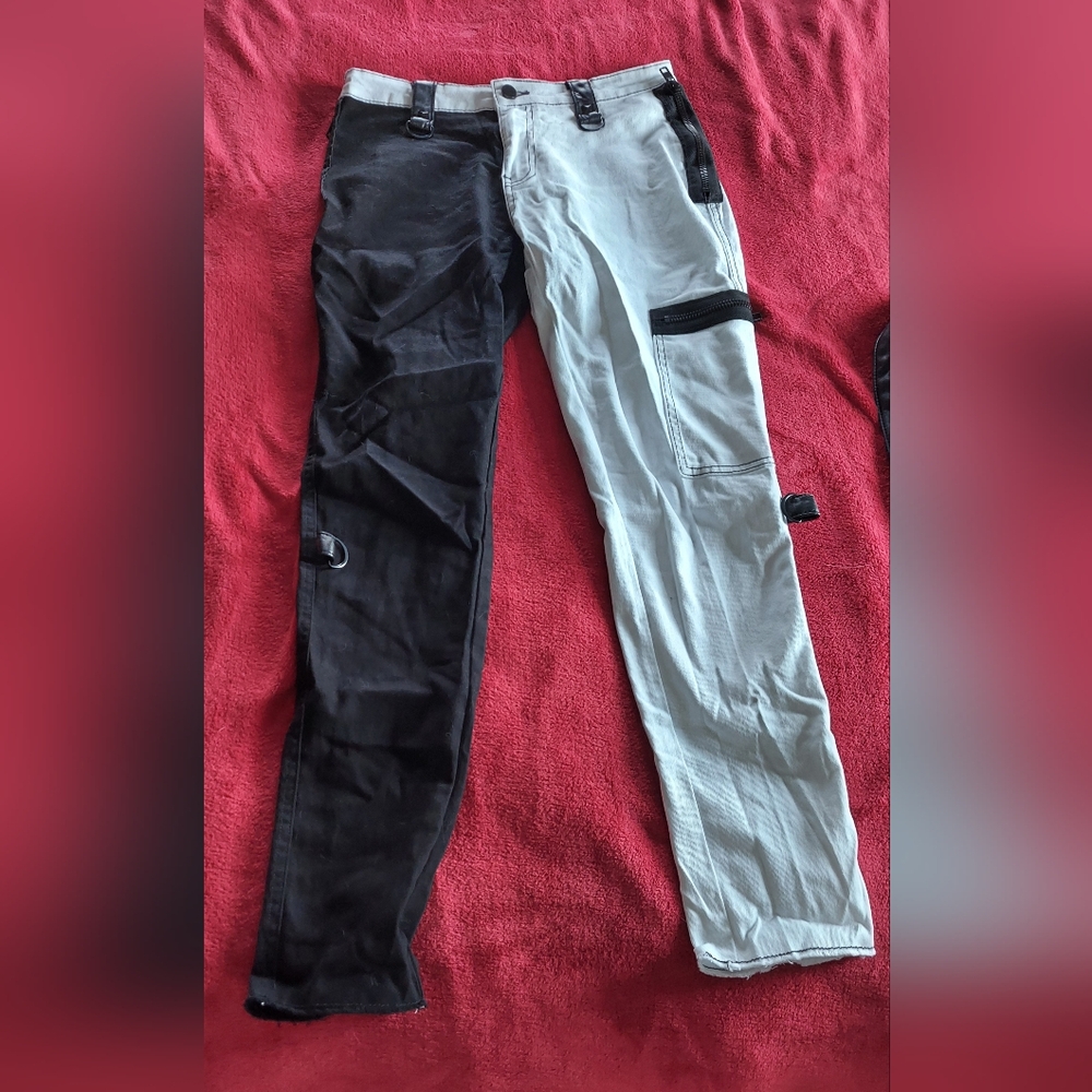 Dolls Kill Widow In Too Deep Color Block Black And White Pants